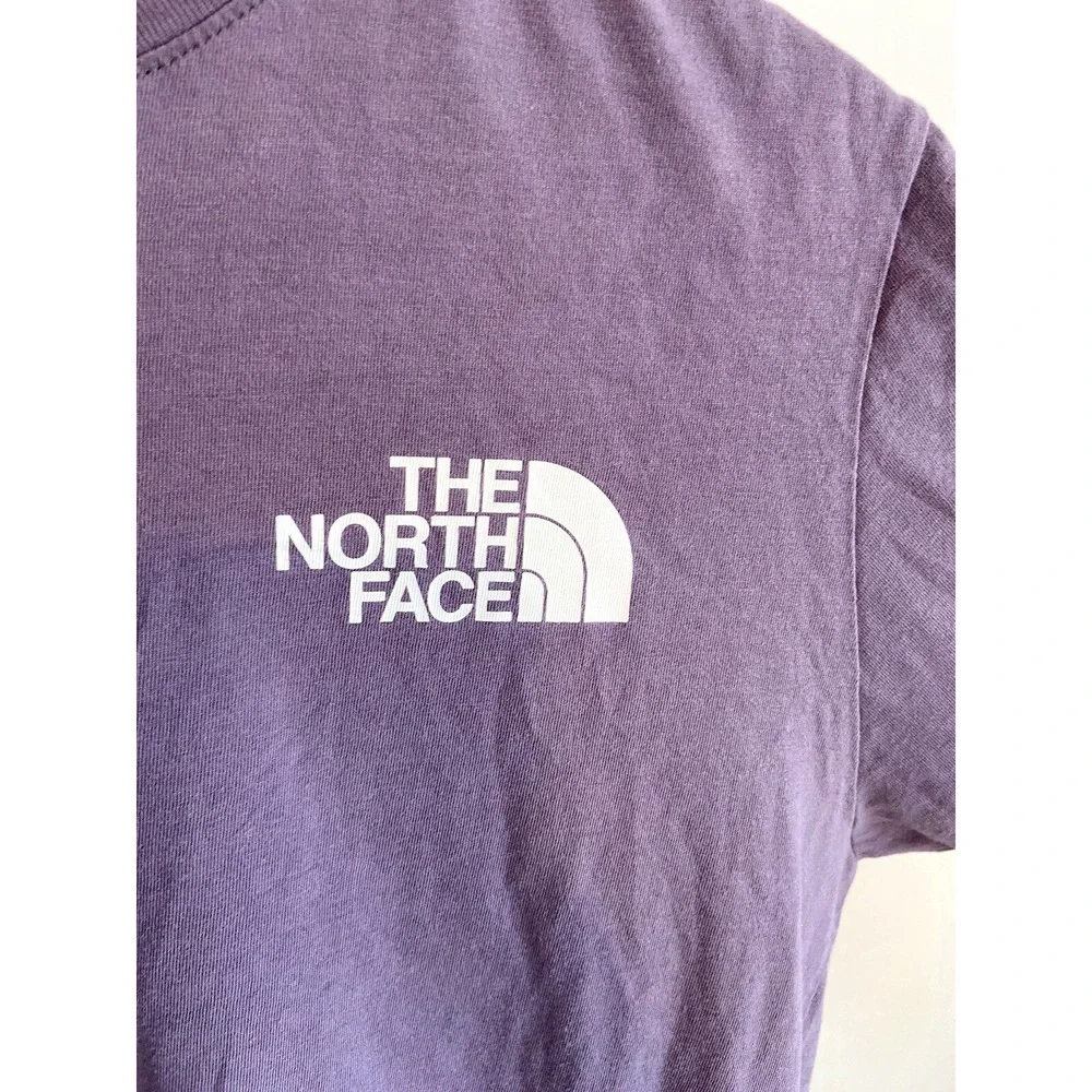 The North Face Mens XS Purple Long Sleeve Floral Box Logo Graphic‎ T-Shirt